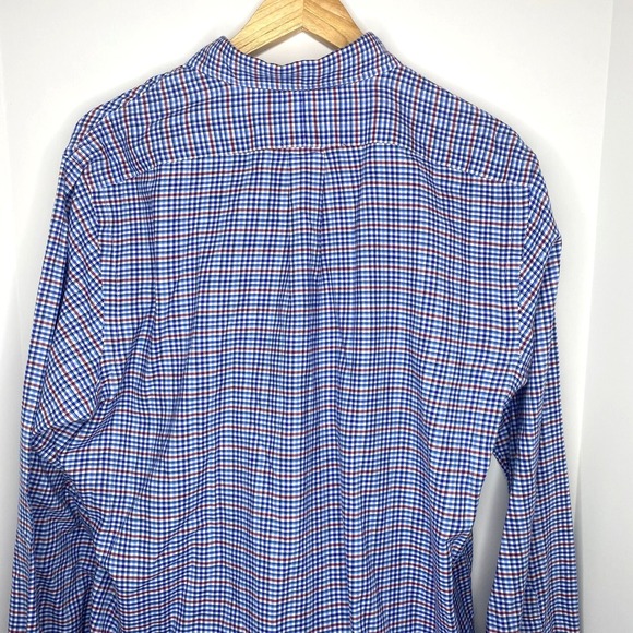 Polo Ralph Lauren Men's L Classic Fit Red White Blue Plaid Cotton Dress Shirt - Picture 6 of 7